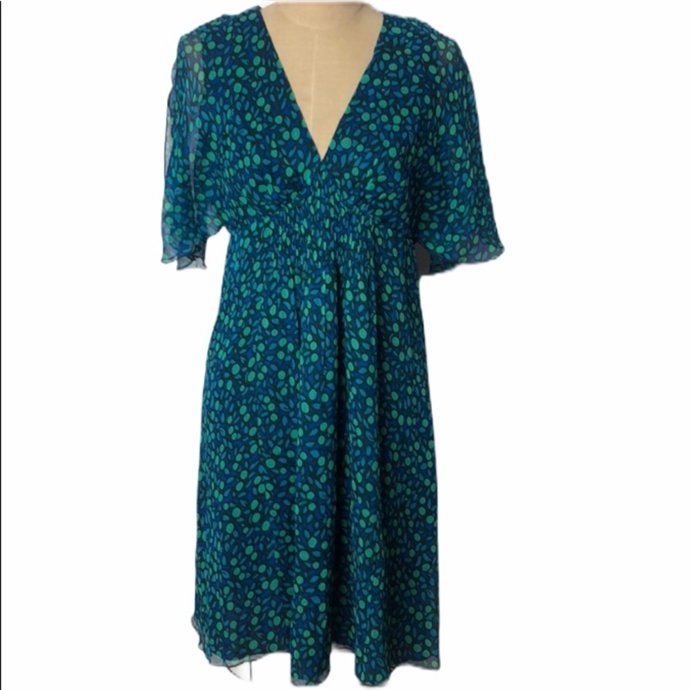 Anna Sui leaf print chiffon flutter sleeve dress